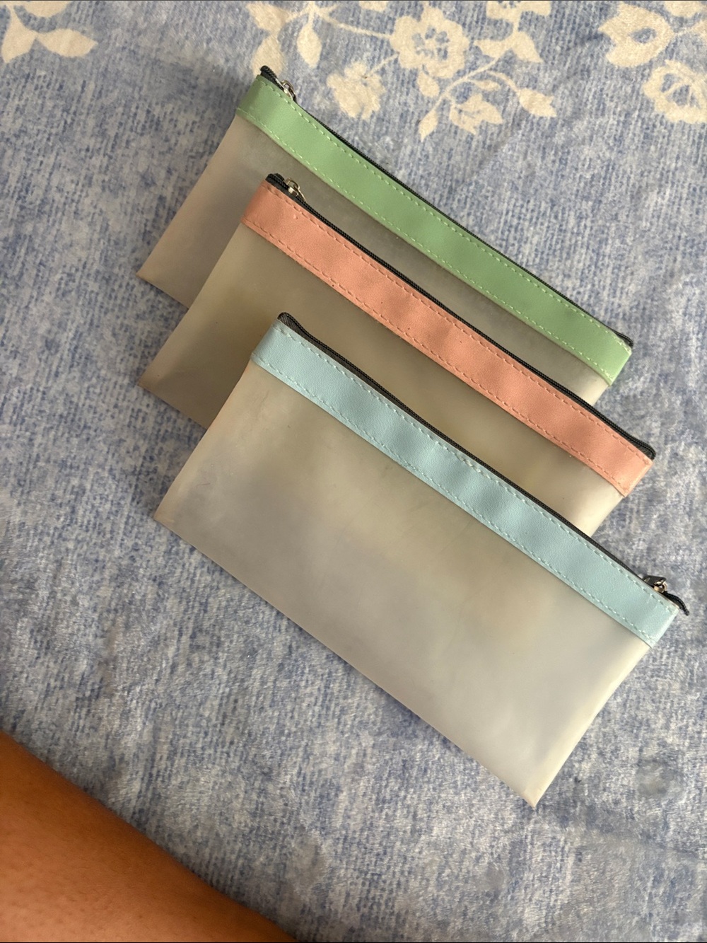 Amazon Pastel Zip Pouch Set - Mint, Peach, Sky Blue Trim